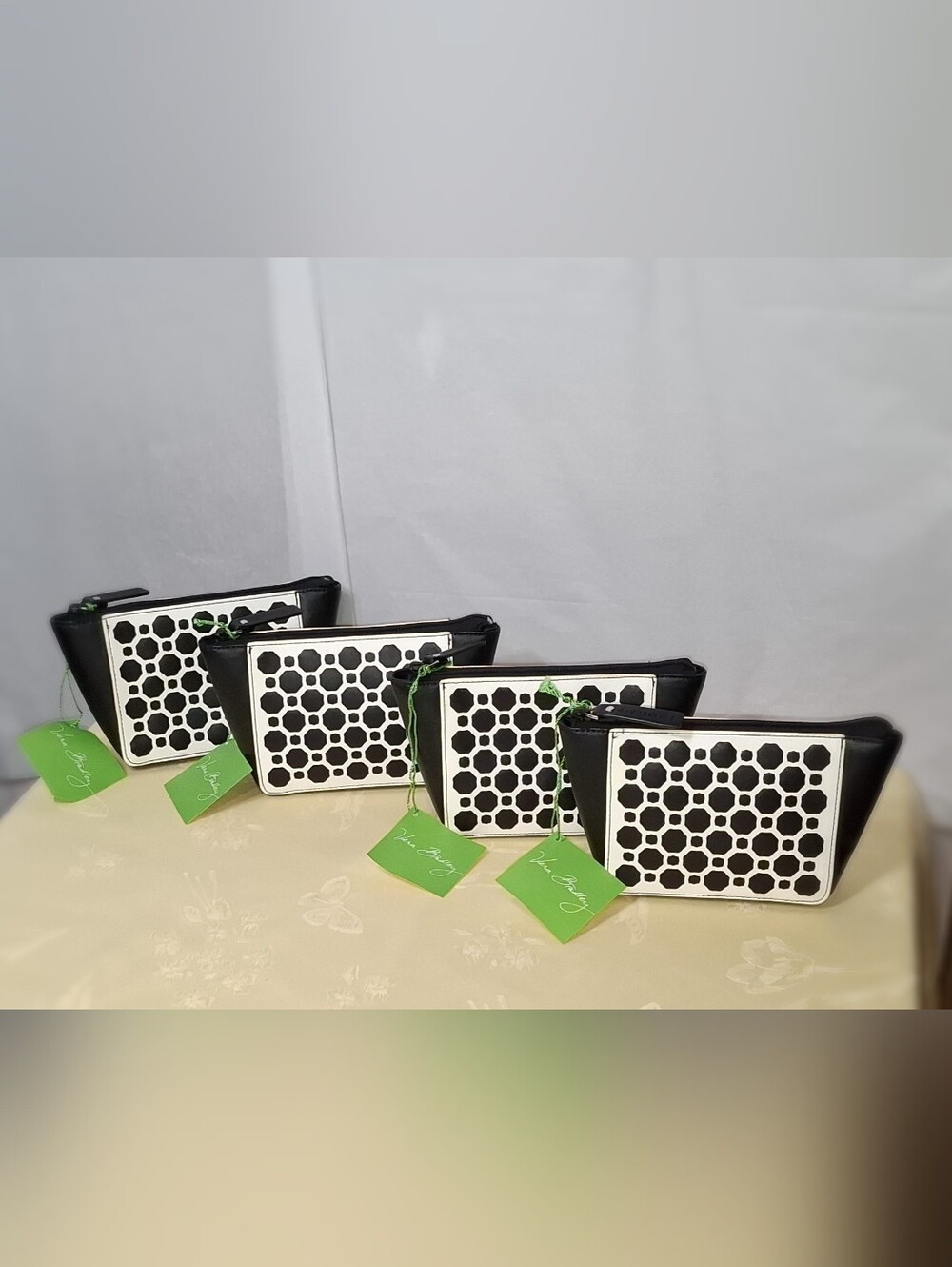 4 Vera Bradley Midnight Geometric Laser-Cut Cosmetic Bags - NWT